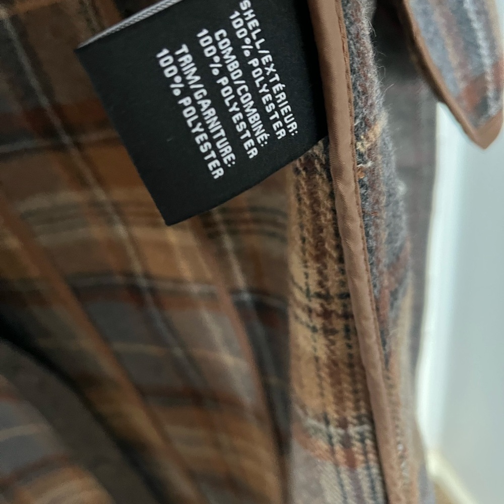 NWT 7 For All Mankind Brown Plaid Trench Coat - Picture 7 of 8